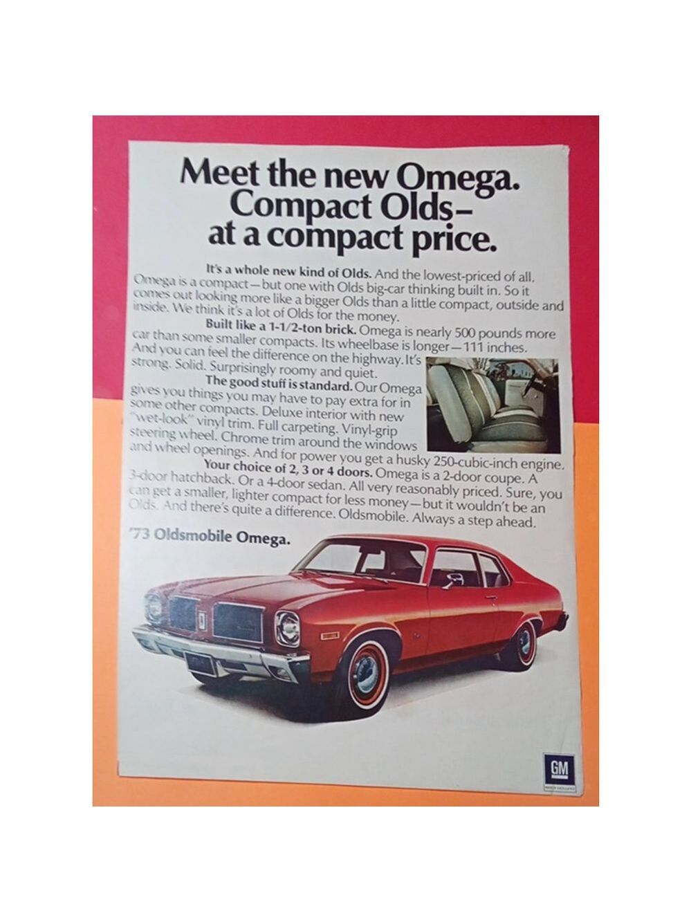 1973 GM Oldsmobile Omega Life Magazine Print Ad